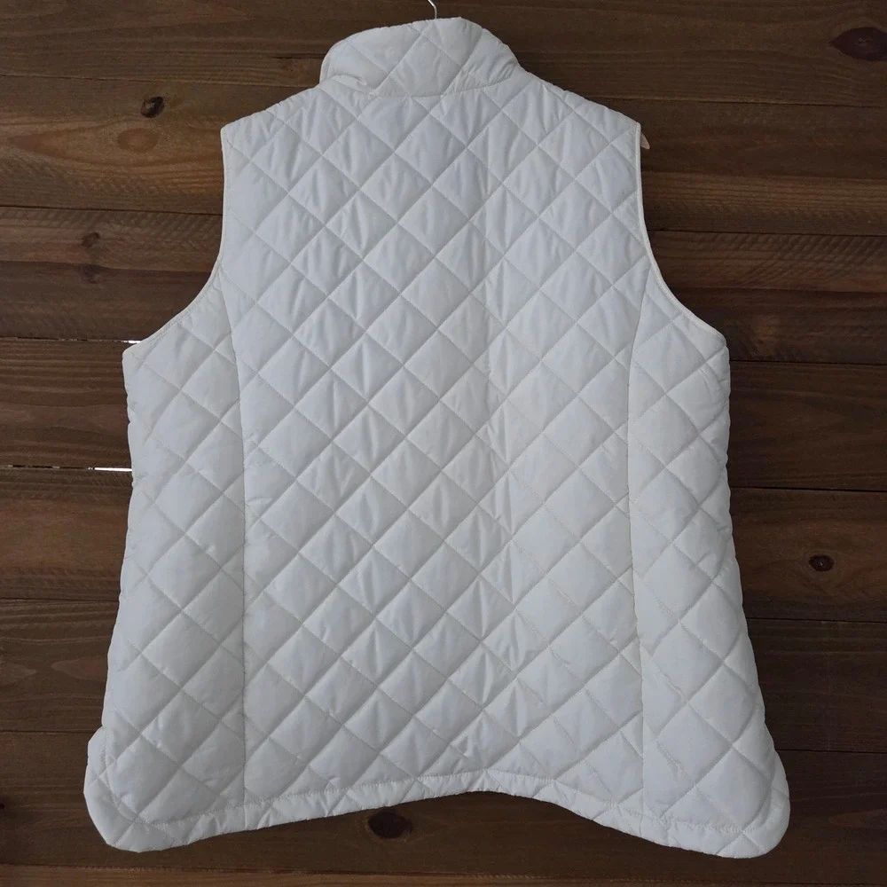 Lands' End‎ Puffer Vest White Diamond Quilted Women 2X 20W-22W
